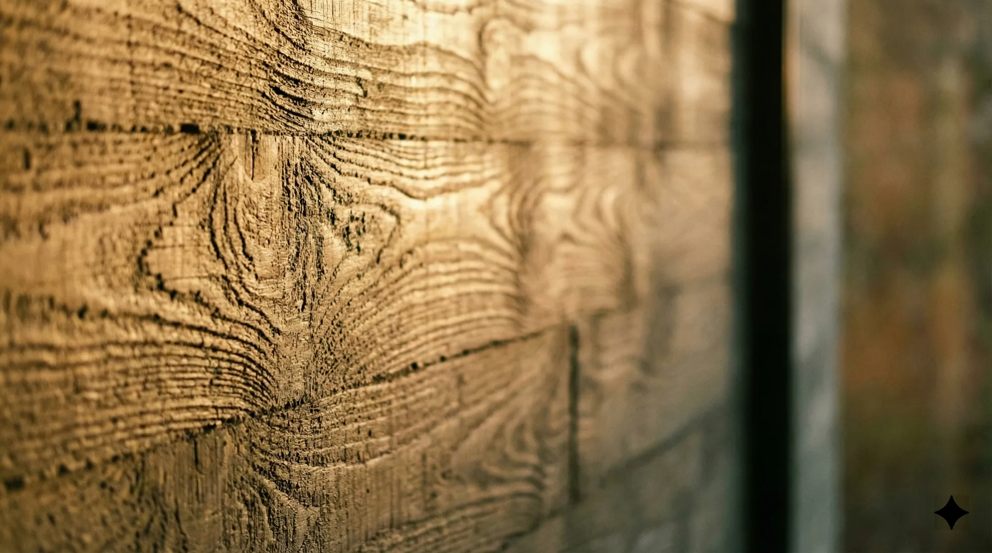 Timber grain wall detail, hand-finished
